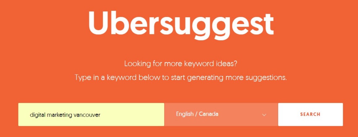 Digital Marketing Vancouver results on Ubersuggest
